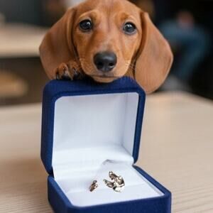 Silver Tone Dachshund Wrap Ring Adjustable Cute Puppy Hug Ring